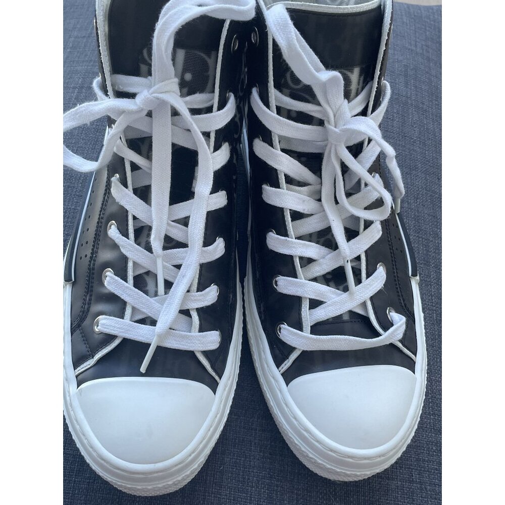 Dior Mens B23 Black & White Oblique High-Top Sneakers Size 42 Made In Italy